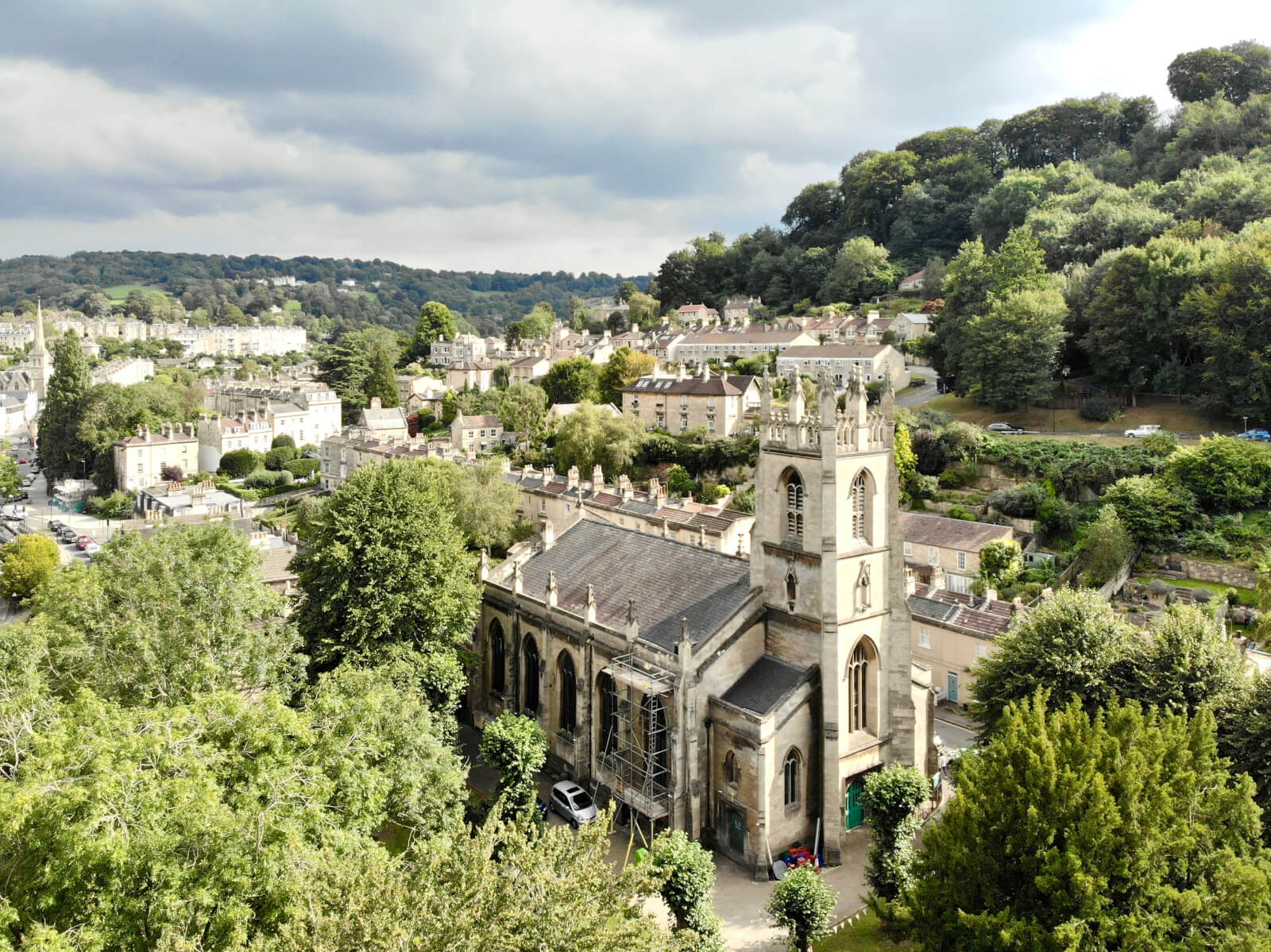 St Marks with the Bath hills in the background