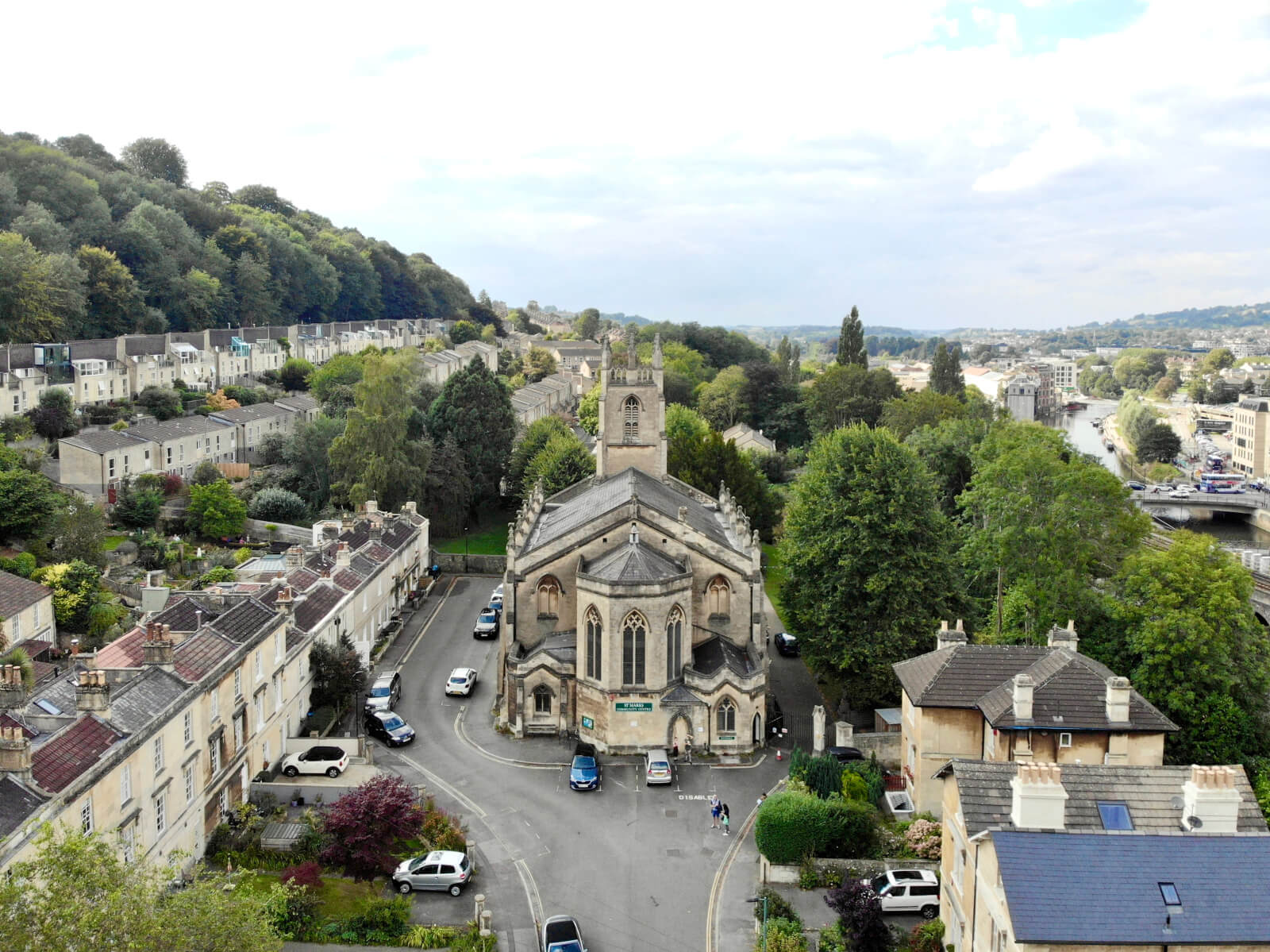 St Marks surrounded by Bath's historic streets
